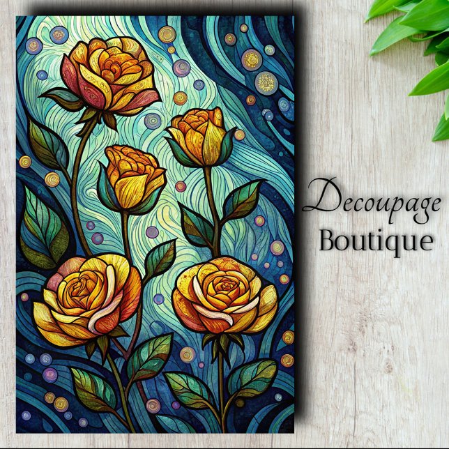 Stained Glass Rose Decoupage Tissue Paper (Stained Glass Rose Decoupage Tissue Paper)