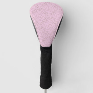 Stained Glass Rose: Gold Rose on Pink  Golf Head Cover