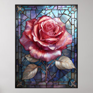 Stained Glass Rose – Gothic Floral Window Art Poster