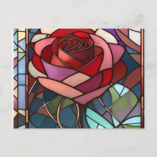 Stained Glass Rose Postcard