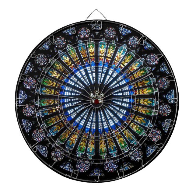 Stained glass rose window in France's Strasbourg Dartboard (Front)