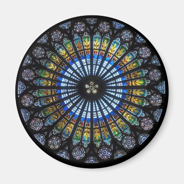 Stained glass rose window in France's Strasbourg Magnet (Front)