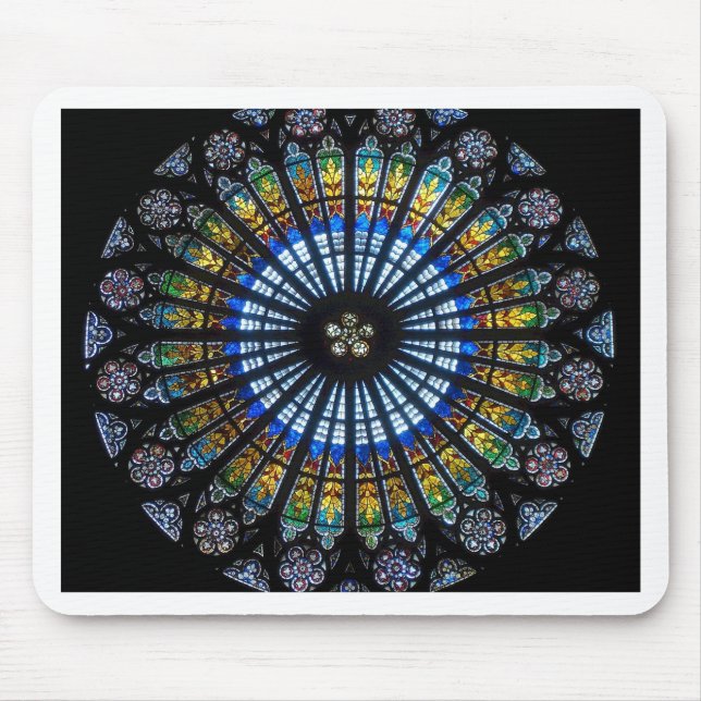 Stained glass rose window in France's Strasbourg Mouse Mat (Front)