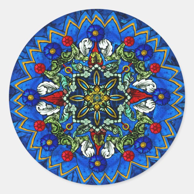 Stained Glass Rose Window Mandala Sticker (Front)