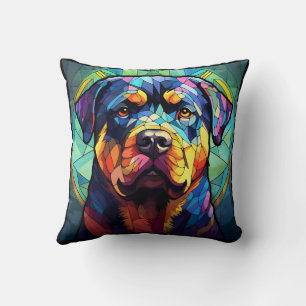 Stained Glass Rottweiler  Cushion