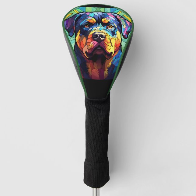 Stained Glass Rottweiler  Golf Head Cover (Front)