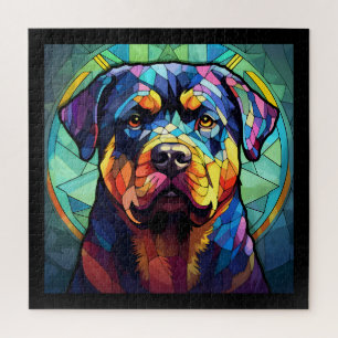 Stained Glass Rottweiler Jigsaw Puzzle