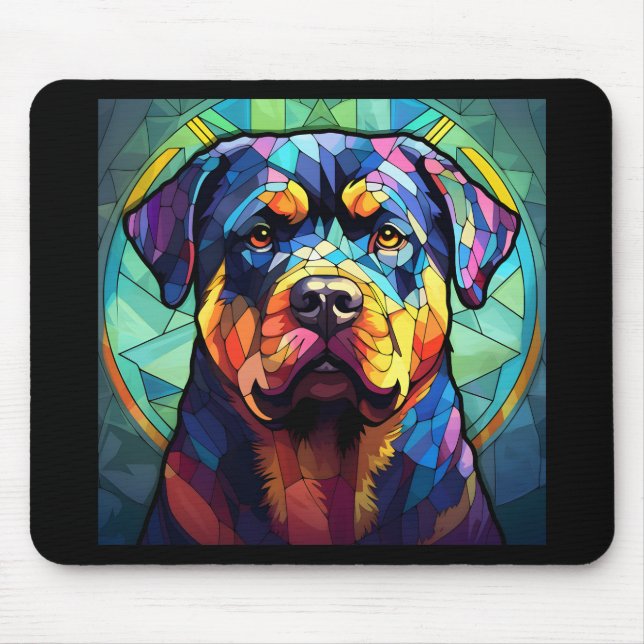 Stained Glass Rottweiler  Mouse Mat (Front)