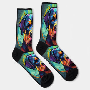 Stained Glass Rottweiler Socks