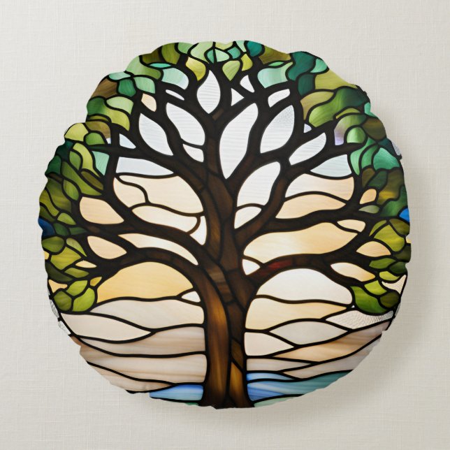 Stained Glass  Round Cushion (Front)