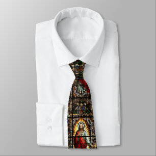 Stained Glass Sacred Heart of Jesus Catholic Tie