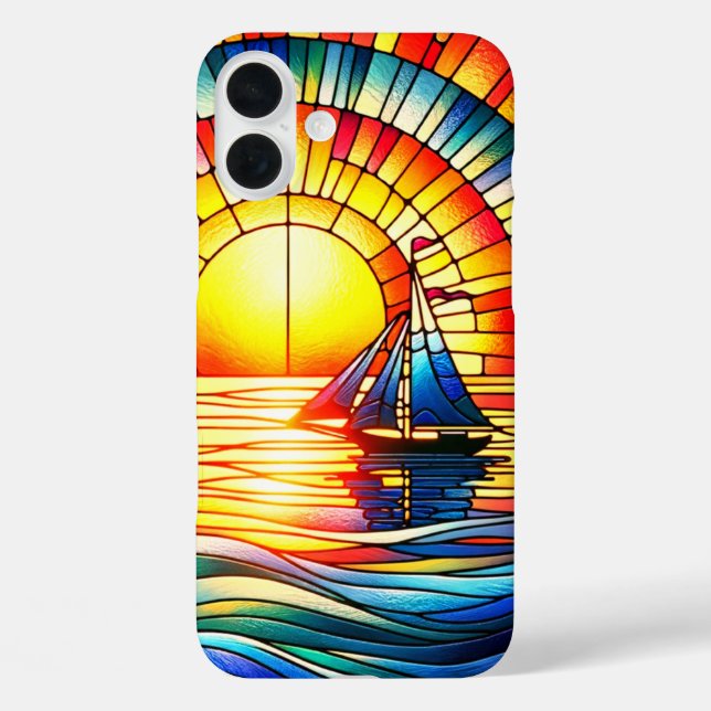 Stained Glass Sailboat Phone Case (Back)