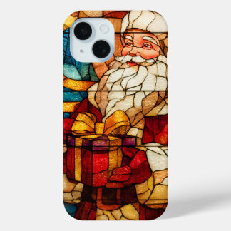 Stained Glass Santa iPhone 15 Case