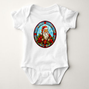 Stained Glass Santa Christmas Ornament-67672 Baby Bodysuit