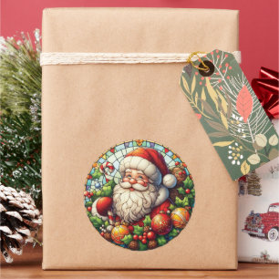 Stained Glass Santa Claus Classic Round Sticker