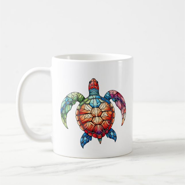Stained Glass Sea Turtle Coffee Mug (Left)