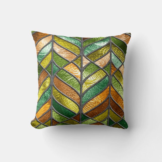 Stained glass seamless texture with leaf pattern,  cushion (Front)