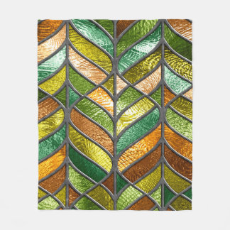 Stained glass seamless texture with leaf pattern,  fleece blanket