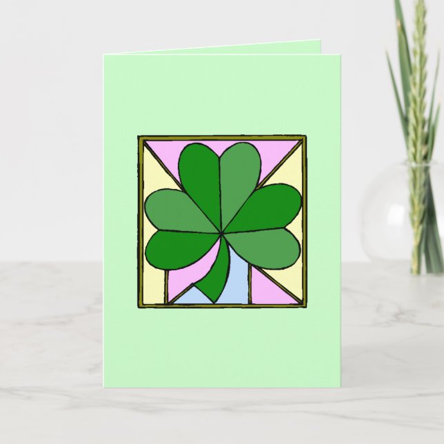 Stained Glass Shamrock Card (Front)