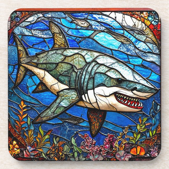 Stained glass shark coaster (Front)