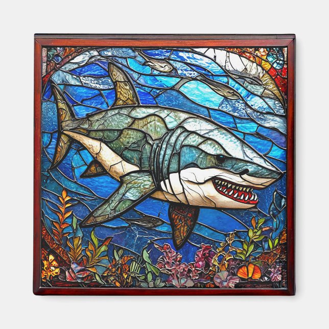 Stained glass shark magnet (Front)