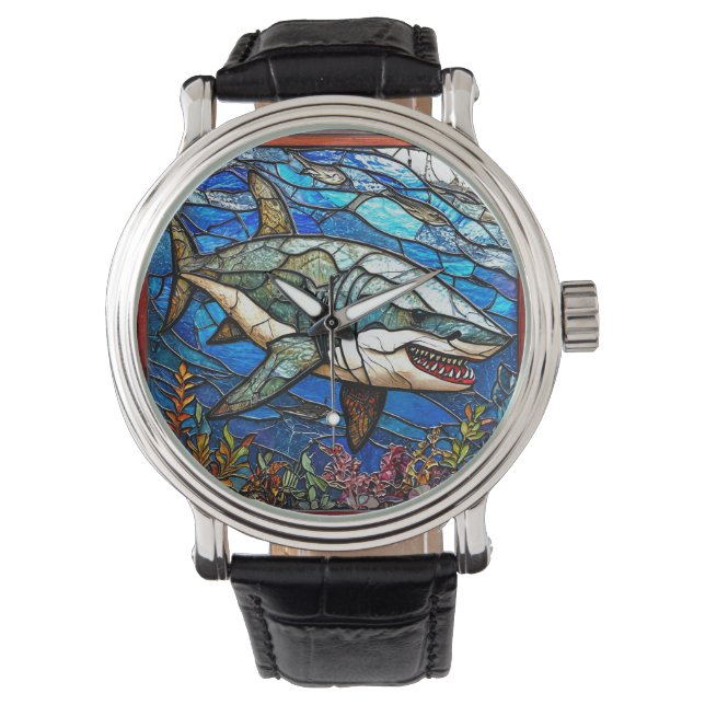 Stained glass shark watch (Front)