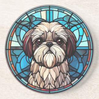 Stained Glass Shih Tzu Adorable Dog Lovers  Coaster