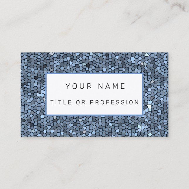Stained Glass Silver Blue Business Card (Front)