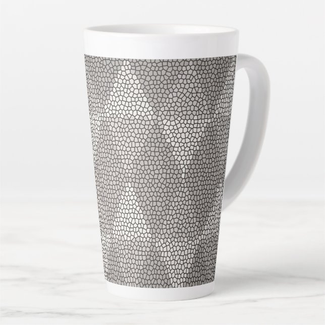 Stained Glass Silver Diamond Pattern Latte Mug (Right Angle)