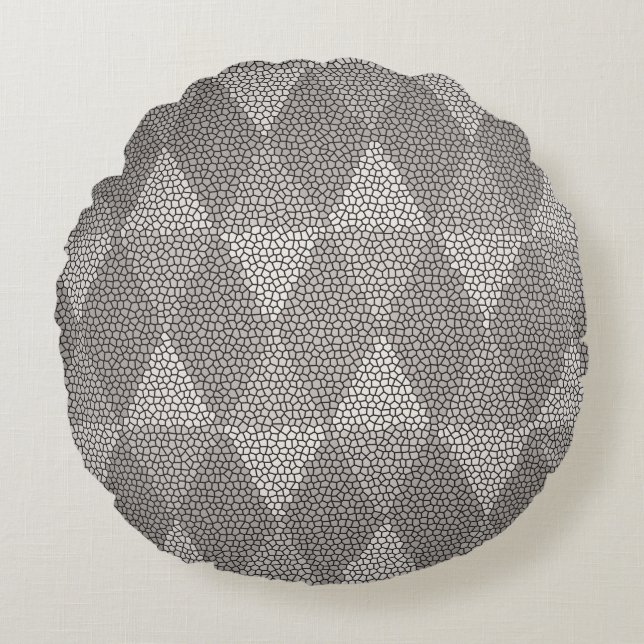 Stained Glass Silver Diamond Pattern Round Cushion (Front)