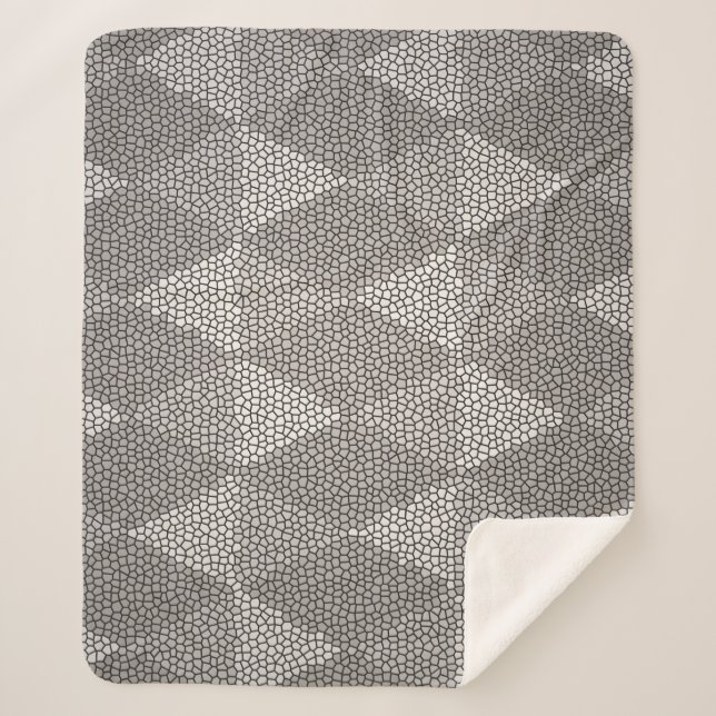 Stained Glass Silver Diamond Pattern Sherpa Blanket (Front)