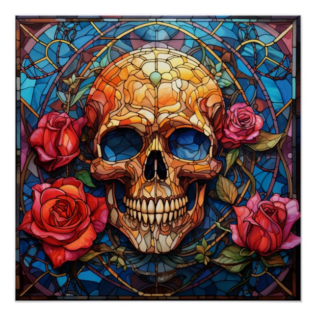 Stained Glass Skeleton Design Poster (Front)