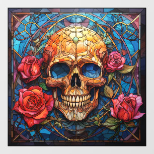Stained Glass Skeleton Design Window Cling