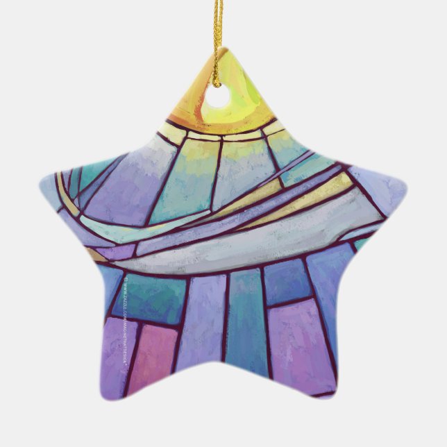 Stained Glass Sky Ceramic Tree Decoration (Front)