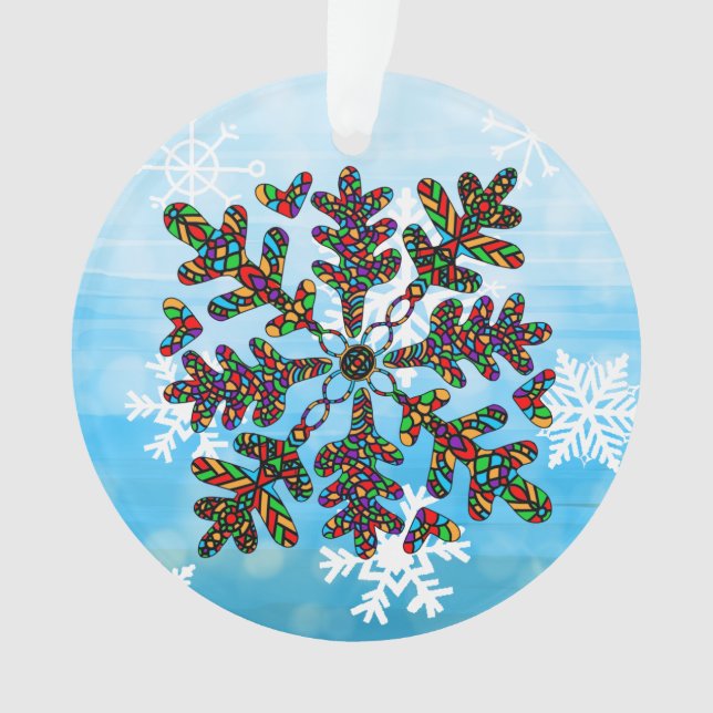 Stained Glass Snowflake Christmas Mandala  Ornament (Front)