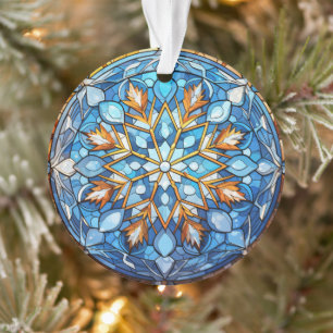 Stained Glass Snowflake Christmas Ornament