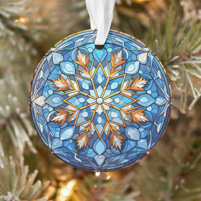 Stained Glass Snowflake Christmas Ornament (Tree)