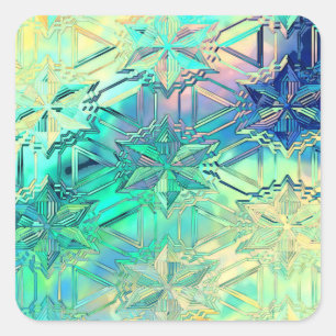 Stained glass snowflakes colourful cute square sticker