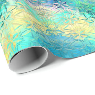 Stained glass snowflakes colourful cute wrapping paper