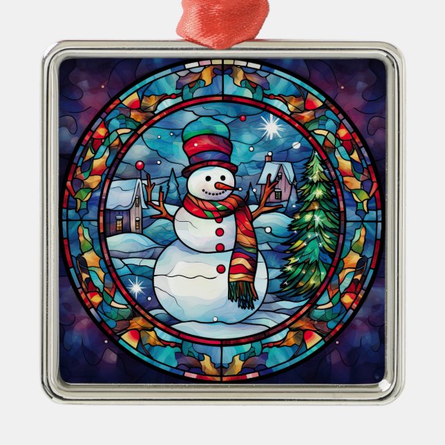 Stained Glass Snowman Ornament (Front)