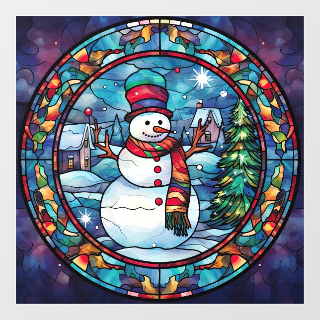 Stained Glass Snowman Window Cling (Sheet)