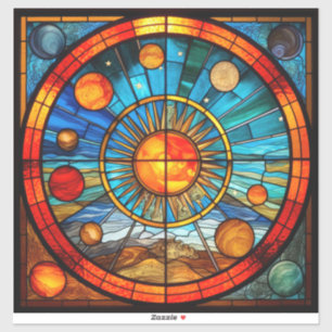 Stained Glass Solar System Vinyl Sticker