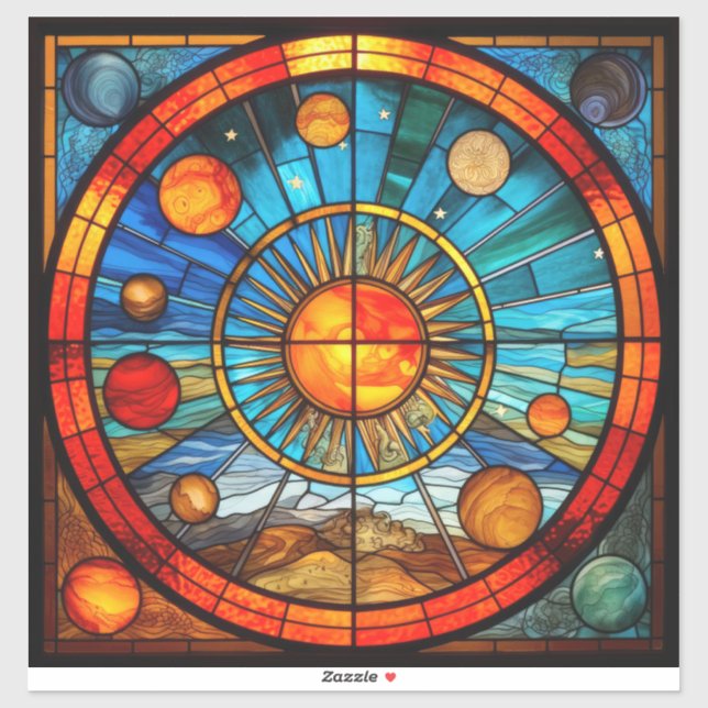 Stained Glass Solar System Vinyl Sticker (Sheet)