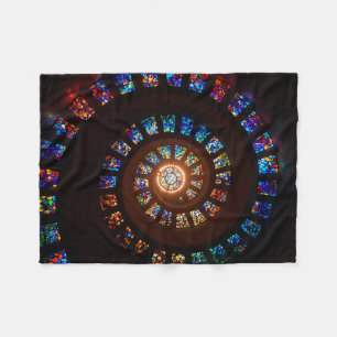 Stained Glass Spiral Window Fleece Blanket