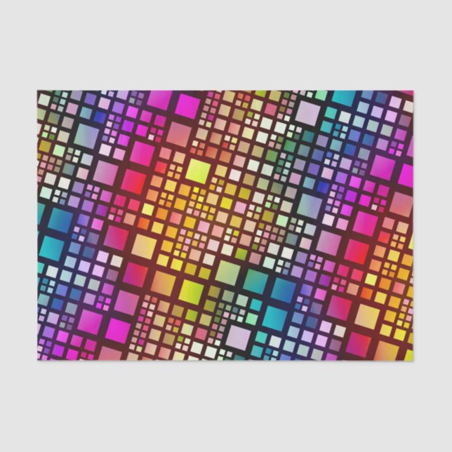stained glass squares - vibrant rainbow :  tissue paper (Front)