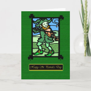 Stained Glass St. Patrick's Day card, Saint Patric Card