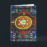 Stained Glass Star of David Greeting Card<br><div class="desc">Beautiful stained glass Star of David greeting card.  Blank on inside but can be customised with your own greeting if desired.</div>