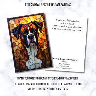 Stained Glass Style Animal Rescue Organization Thank You Card