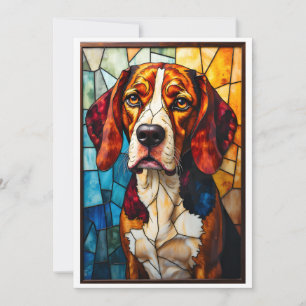 Stained Glass Style Beagle Hound Dog  Card
