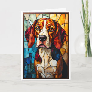 Stained Glass Style Beagle Hound Dog  Card